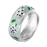 Stylish Sterling Silver Ring with Bright Enamel 1586R