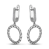 Elegant Sterling Silver Hanging Earrings with Cubic Zirconia 1604E