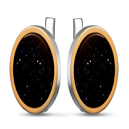 14K Gold Plated Earrings | Cairo Stone Elegant | Sterling Silver