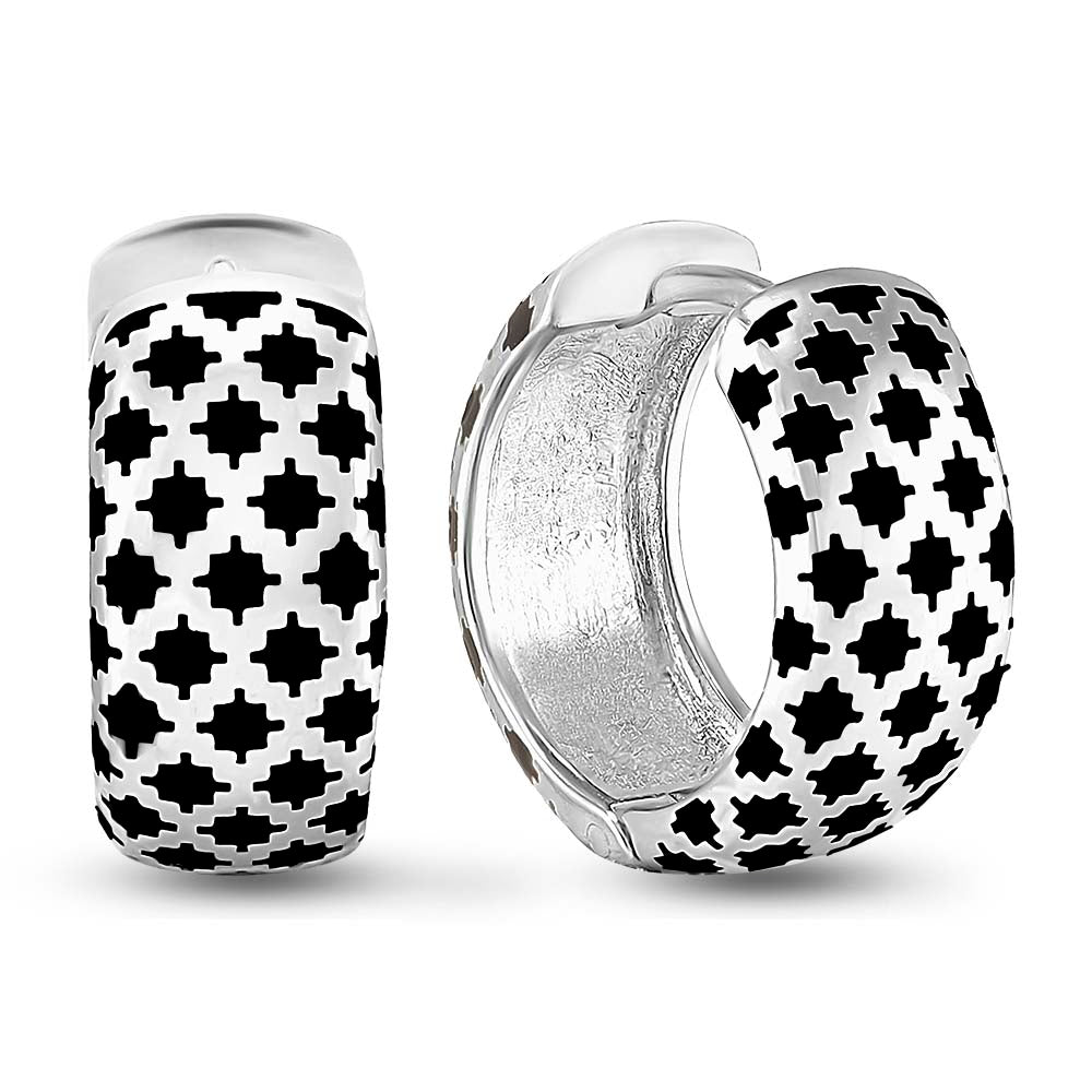 Enamel Earrings | Enamel Detail Elegant | Sterling Silver