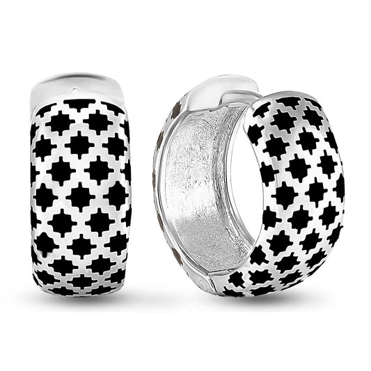 Enamel Earrings | Enamel Detail Elegant | Sterling Silver
