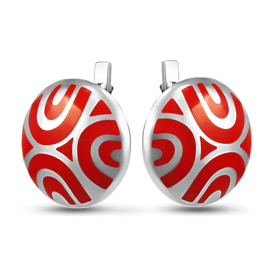 Enamel Earrings | Geometric | Sterling Silver