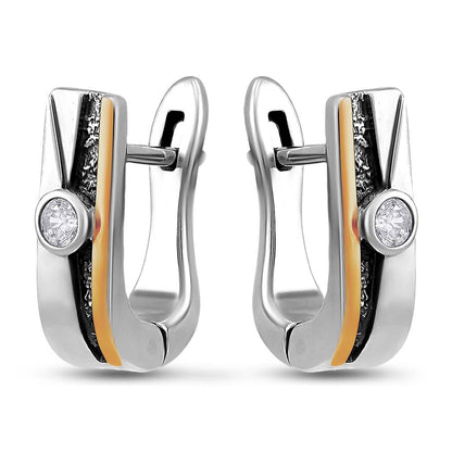 14K Gold Bonded Huggie Earrings Stardust Groove, sterling silver