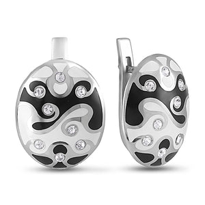 Enamel Earrings Subtle Enamel Touch Polished, sterling silver