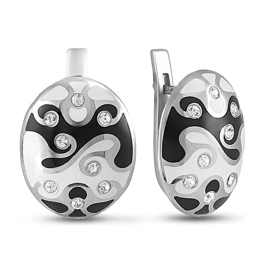 Enamel Earrings | Subtle Enamel Touch Polished | Sterling Silver
