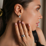 Pendientes de moissanita para mujer | Plata de ley 925 con baño de oro de 18 quilates | Diseño conmovedor