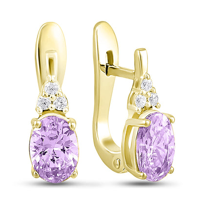 14K Gold Plated Drop Earrings | Lavender Classic | Sterling Silver