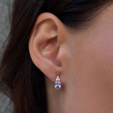 925 Sterling Silver Drop Earrings - Gold Coating with Lavender Cubic Zirconia Classic Design - Olivia Star Jewelry 1803LE