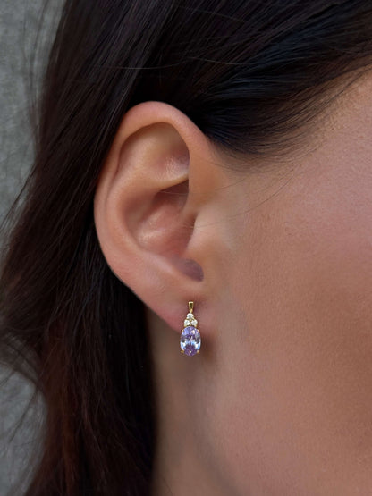14K Gold Plated Drop Earrings | Lavender Classic | Sterling Silver