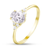 Slim Gold Ring with White Cubic Zirconia Accent 1803RL