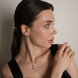 Solid 925 Sterling Silver Pendant with Lavender CZ Stone and Accents - Olivia Star Jewelry - 1803P