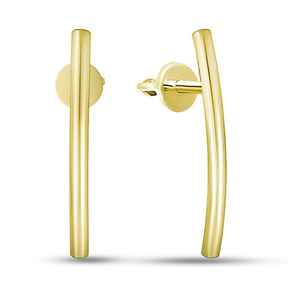 14K Gold Plated Stud Earrings | Golden Comet Bar | Sterling Silver