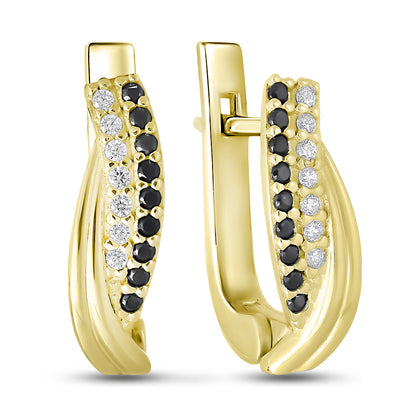 14K Gold Plated Huggie Earrings | Golden Domino Twist | Sterling Silver