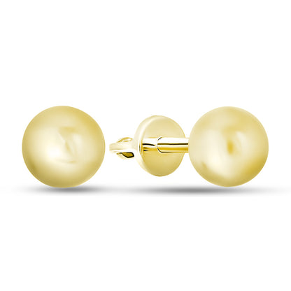 14K Gold Plated Stud Earrings | Golden Ball | Sterling Silver
