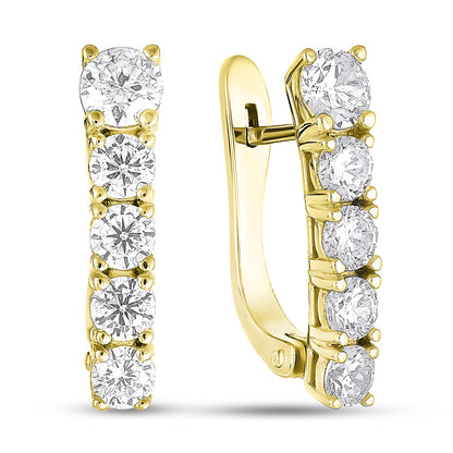 14K Gold Plated Huggie Earrings | Golden Five-Stone | Sterling Silver