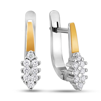 Pendientes de moissanita para mujer | Plata de ley 925 con baño de oro de 18 quilates | Diseño conmovedor