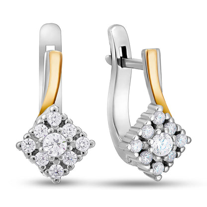 Pendientes de moissanita para mujer | Plata de ley 925 con baño de oro de 18 quilates | Diseño conmovedor