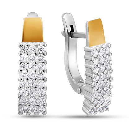 Pendientes de moissanita para mujer | Plata de ley 925 con baño de oro de 18 quilates | Diseño conmovedor