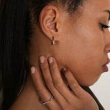 Pendientes de moissanita para mujer | Plata de ley 925 con baño de oro de 18 quilates | Diseño conmovedor