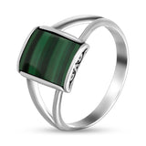 Delicate 925 Silver Band with Malachite Accent 1975R