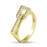 Minimalist Gold Tone Ring with White Cubic Zirconia 1982LR