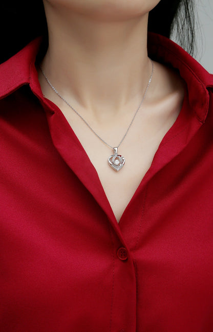Moissanite Pendant Necklace | Dancing Heart | Sterling Silver