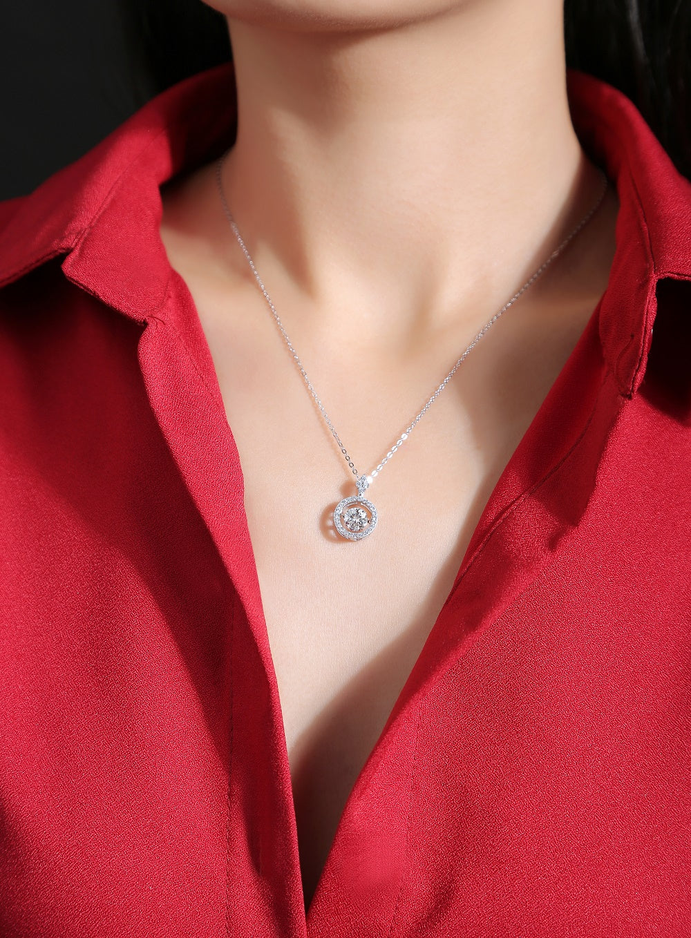 Moissanite Pendant Necklace | Dancing Star | Sterling Silver