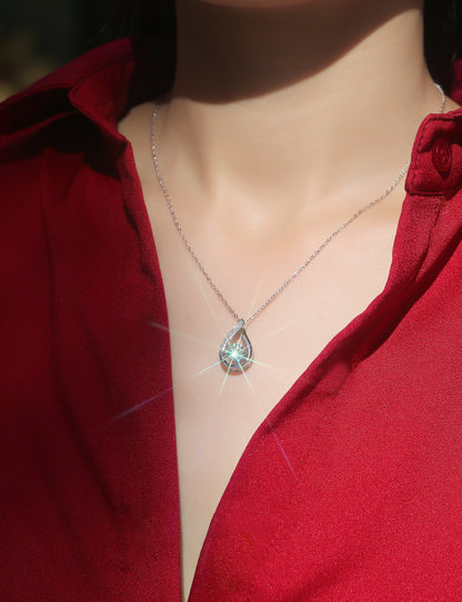 Moissanite Pendant Necklace | Dancing Swan | Sterling Silver