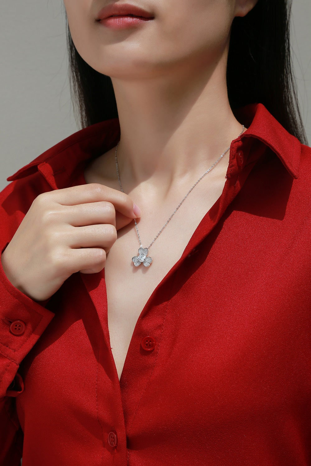 Moissanite Pendant Necklace | Clover | Sterling Silver