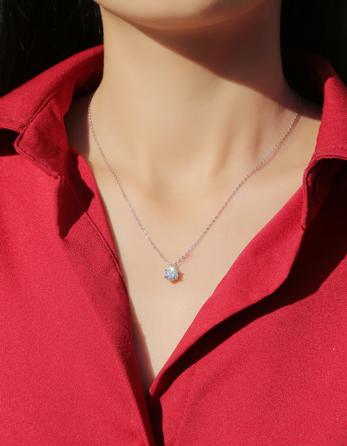 Moissanite Pendant Necklace | Shining | Sterling Silver