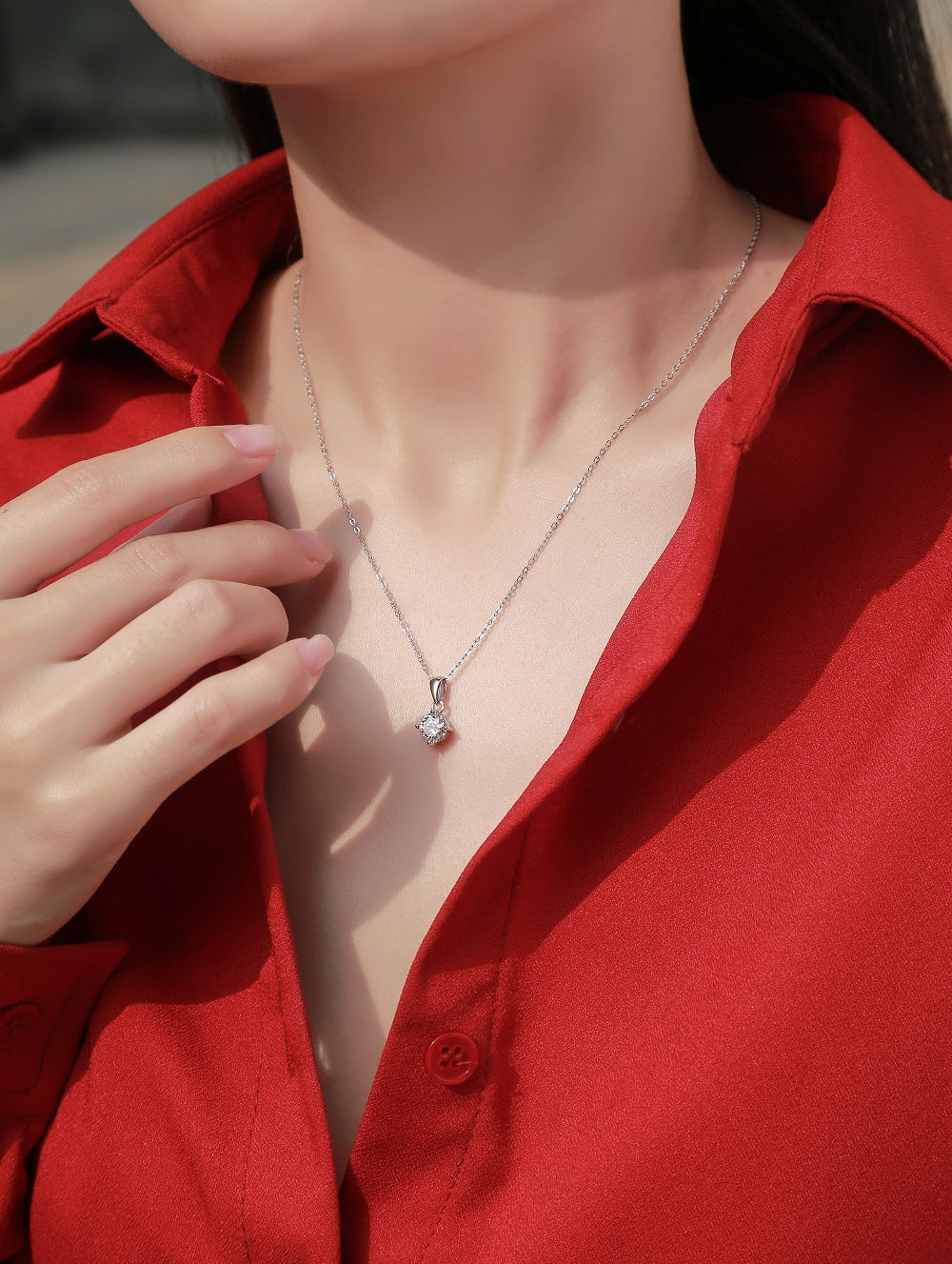 Moissanite Pendant Necklace | Thought | Sterling Silver