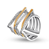Two-Tone Sterling Silver & Gold Stackable Ring for Women 1091R