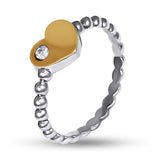 Two-Tone Sterling Silver & Gold Stackable Ring for Women – Dainty Gift Jewelry 1107R