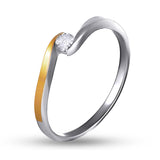 Elegant Two-Tone CZ Ring for Women Sterling Silver & Gold 1415R