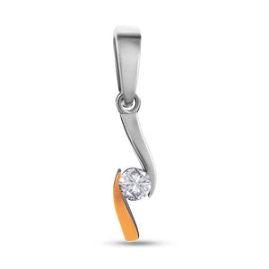 14K Gold Bonded Pendant Ribbon Solitaire, sterling silver
