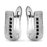 Sterling Silver Earrings with Black CZ Stones 1463E