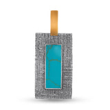 Classic Pendant with Green Turquoise in Solid Gold over 925 Silver 1544P