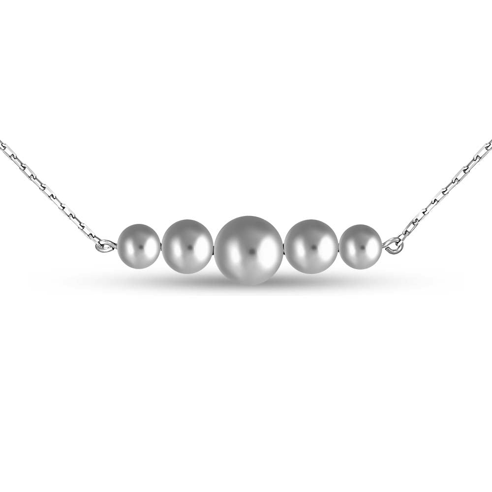 Sterling Silver Necklace | Beaded Bar Modern