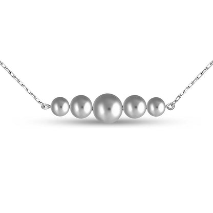 Sterling Silver Necklace | Beaded Bar Modern
