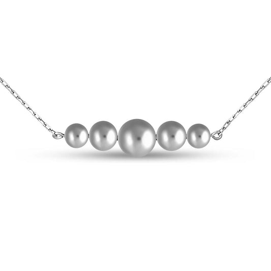 Sterling Silver Necklace | Beaded Bar Modern