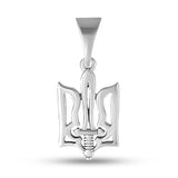 Ukrainian Trident & Sword Pendant in Solid 925 Sterling Silver 1853P