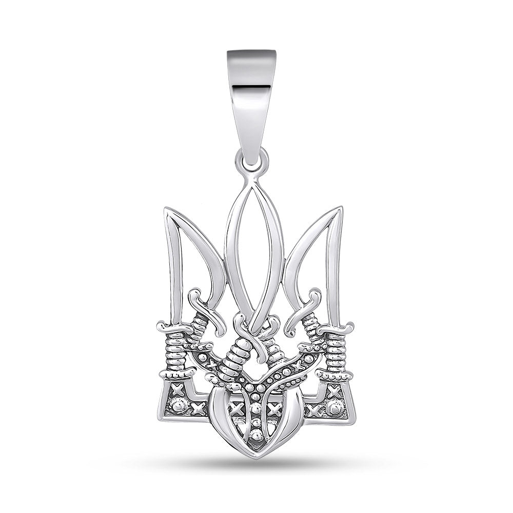 Sterling Silver Pendant | Ukrainian Trident Heart