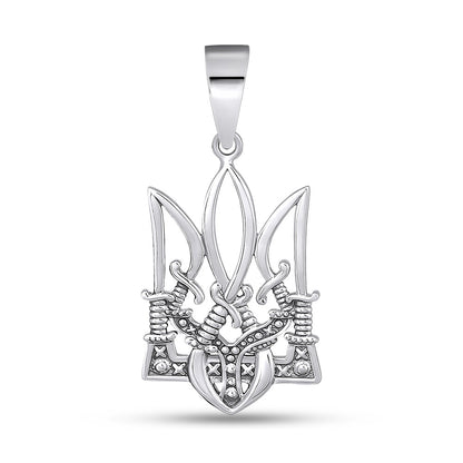 Sterling Silver Pendant | Ukrainian Trident Heart