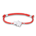 Sterling Silver Bracelet | Heart Cutout Red Cord