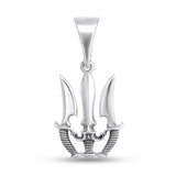 Modern Ukrainian Trident and Sword Pendant 925 Sterling Silver 1904P