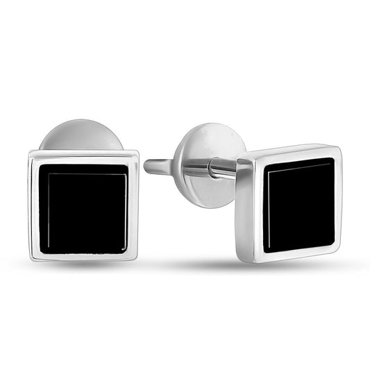 Black Onyx Stud Earrings | Black Onyx Minimalist | Sterling Silver