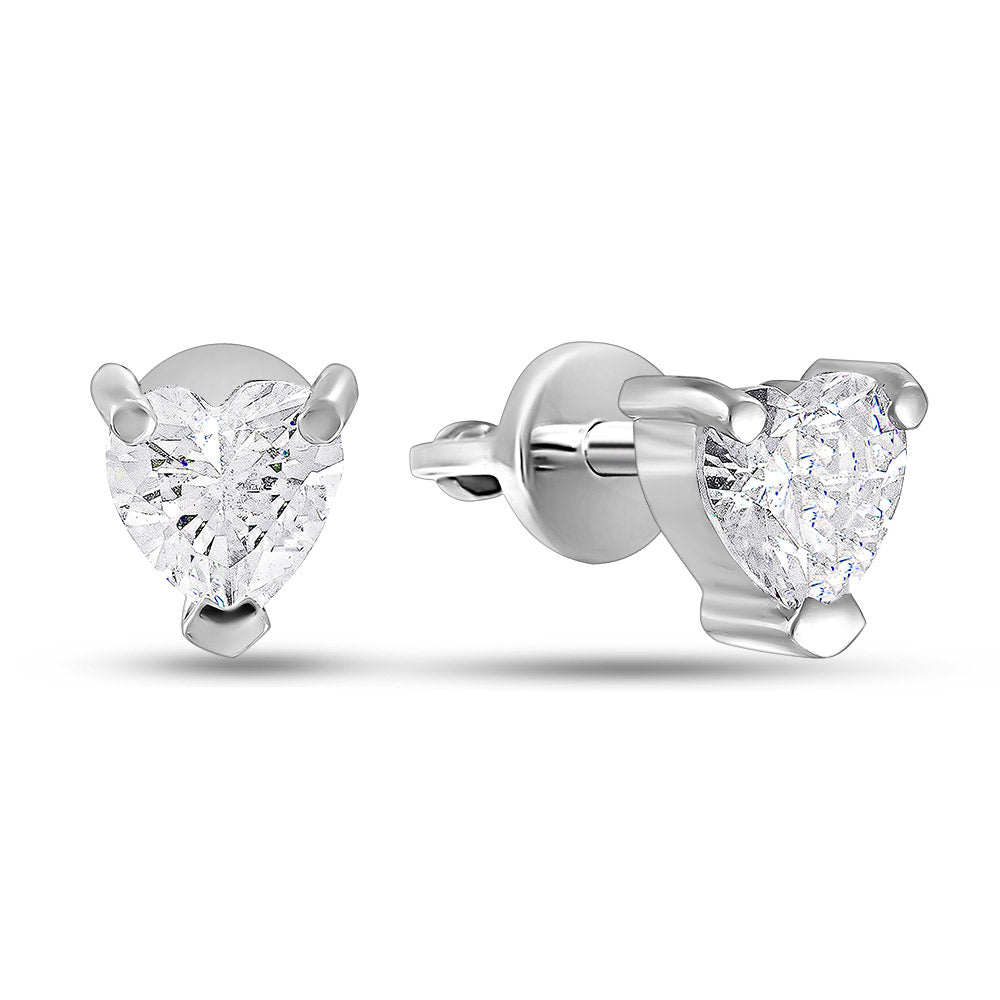 Cubic Zirconia Stud Earrings | Minimalist Classic | Sterling Silver