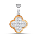Stylish 925 Silver Pendant with Gold Accent and White CZ Stone 1993P
