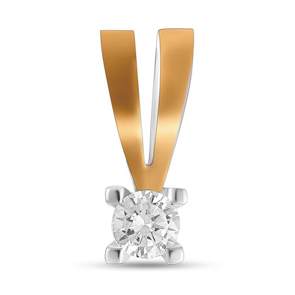 14K Gold Bonded Pendant | Golden V Solitaire | Sterling Silver