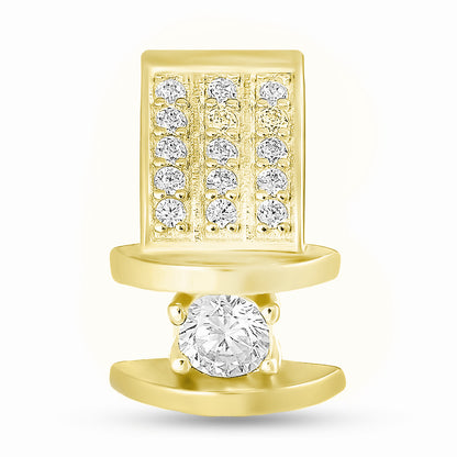 14K Gold Plated Pendant | Golden Floating Solitaire | Sterling Silver